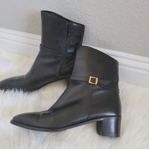 Salvatore Ferragamo Black Leather Booties Size 9.5 but feel like a 8 narrow